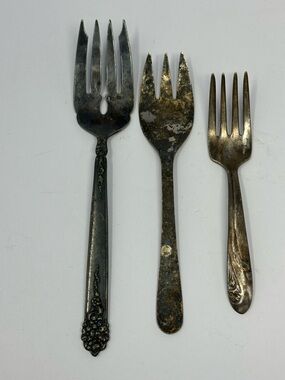 Vintage Lot Of 3 Silverplate Forks Flatware King Edwards And Italian Q1